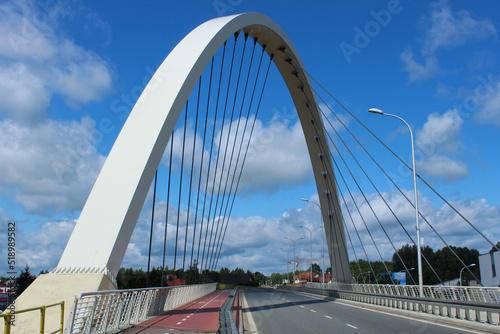 24.07.2022 Białystok Polska. Most linowy przy wjeździe do miasta. © Czarek