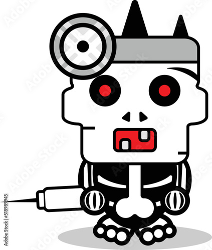 vector cartoon cute halloween skull mascot character autumn doctor