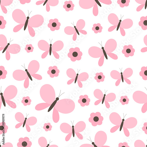Wallpaper Mural Seamless pattern pink  and flowers vector illustration Torontodigital.ca
