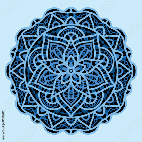 3d Flower Mandala pattern. Lace 3D mandala. Multilayer SVG laser Cut File
