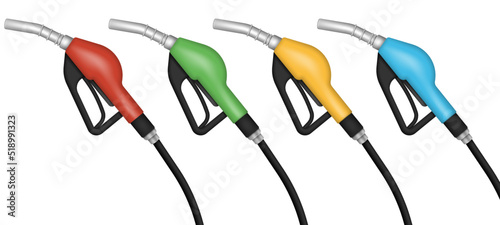 Set of fuel pump nozzle. Vector illustration.