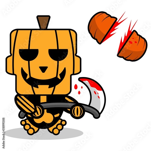 vector cartoon pumpkin mascot character halloween cute skull grim cut pumpkin