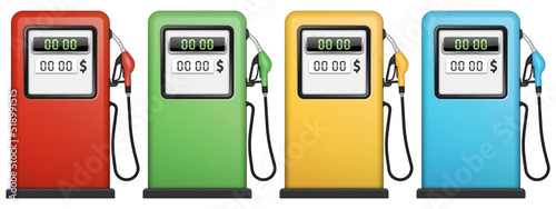 Fotografie, Obraz Gas station pump with fuel nozzle of petrol pump