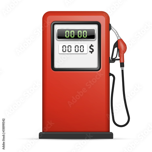 Gas station pump with fuel nozzle of petrol pump. Vector illustration.
