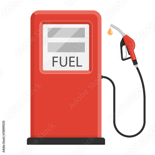 Gas station pump with fuel nozzle of petrol pump. Vector illustration.