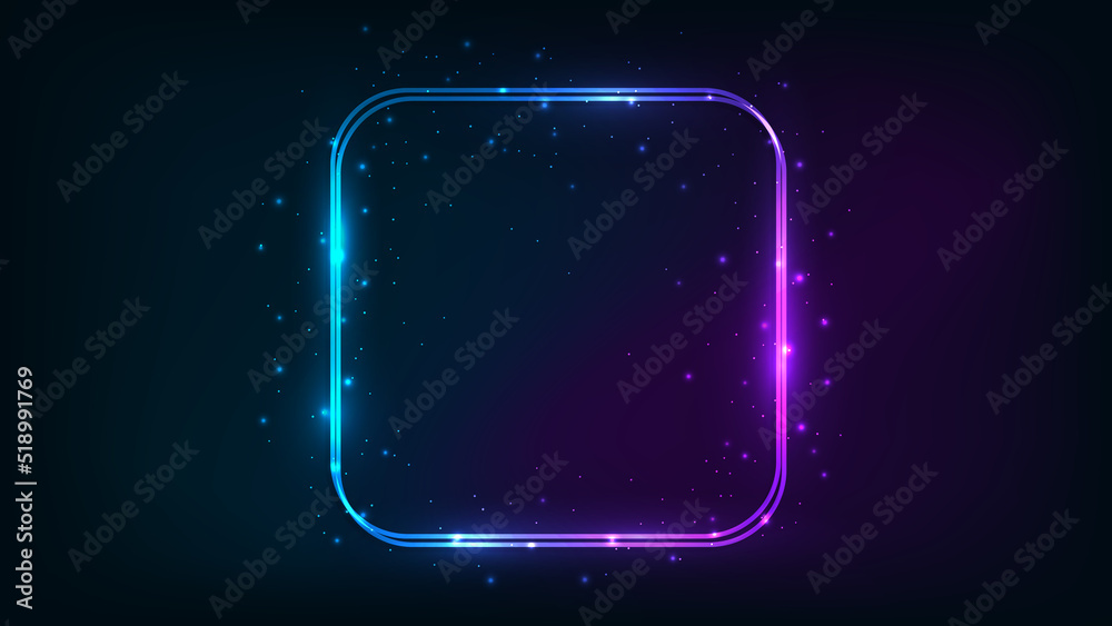Neon double frame with shining effects Stock Vector | Adobe Stock