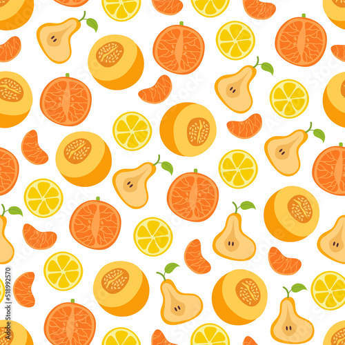 Exotic fruits seamless endless repeated pattern cover background concept. Vector cartoon design element illustration 