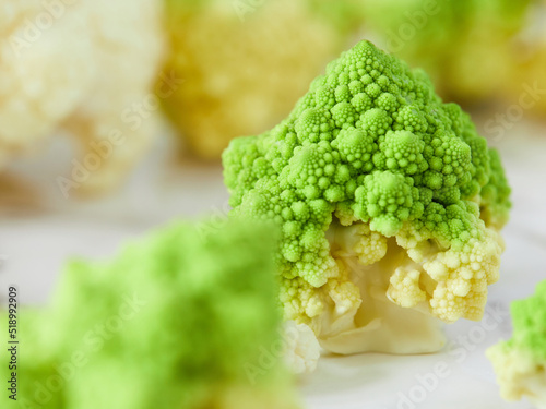 Close view of romanesco broccoli branch