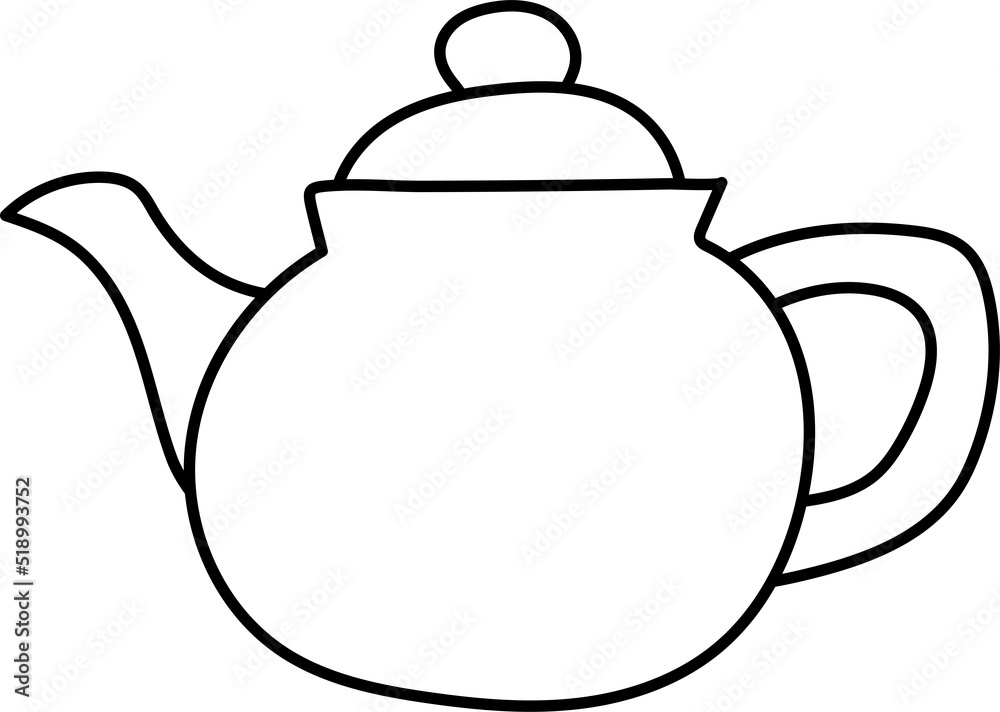 Obraz premium isolated icon black outline of a teapot on a white background