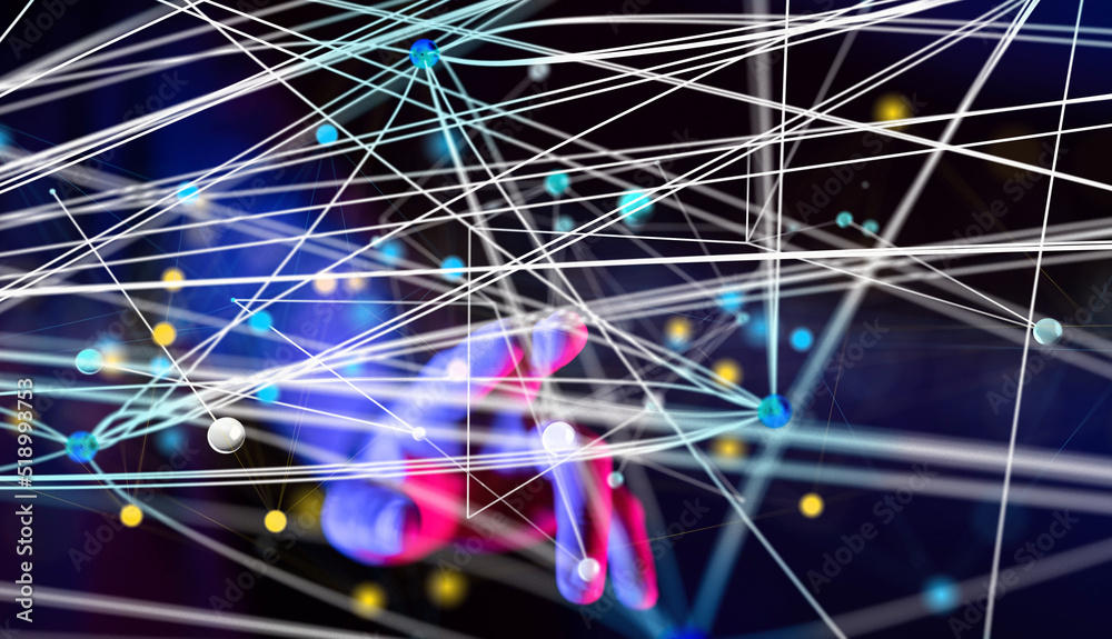 Global network. Blockchain. 3D illustration. Neural networks and artificial intelligence. Abstract Global network. Blockchain. 3D illustration. Neural networks and artificial intelligence. Abstract