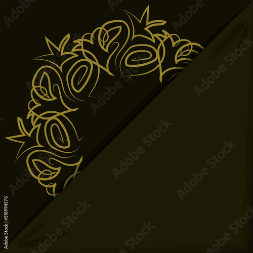 An envelope with an elegant decor for a postcard, invitation, greeting, business card, brochure and more. Golden circular ornament on a khaki background. Vector illustration
