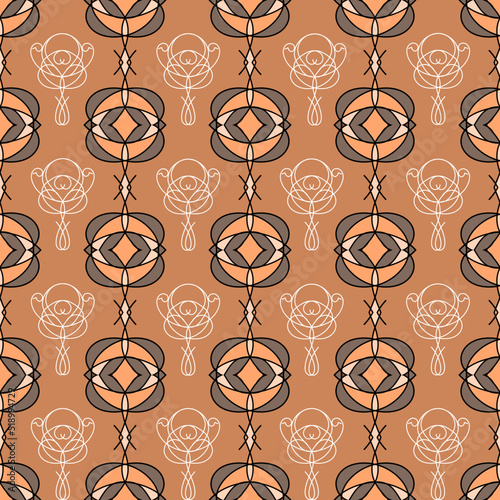 Seamless pattern with exquisite ornaments in a brown color palette. Vector illustration