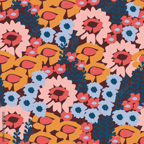 Floral seamless texture, blossom pattern, vector. Perfect for textile, wallpaper, surface design and more