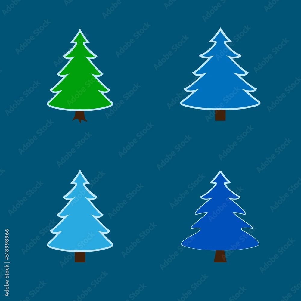 Obraz premium Silhouette design green, blue spruce on blue