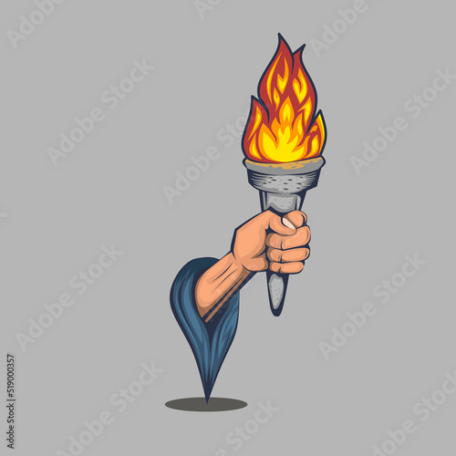 hand holding torch symbol or logo
