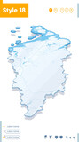 Krasnoyarsk Territory, Russia - 3d map on white background with water and roads. Vector map with shadow.