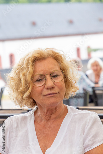 portrait of attractive caucasian smiling senior woman