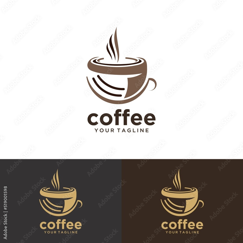 Premium coffee shop logo. Cafe mug icon. Latte aroma symbol. Espresso hot drink cup sign. Premium coffee shop logo. Cafe mug icon. Latte aroma symbol. Espresso hot drink cup sign.