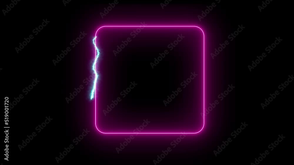 Empty frame with electric power round border glowing. pink color neon lightning sign on brick wall background. Neon frame with lightning. Square frame with highlights on a black background Empty frame with electric power round border glowing. pink color neon lightning sign on brick wall background. Neon frame with lightning. Square frame with highlights on a black background