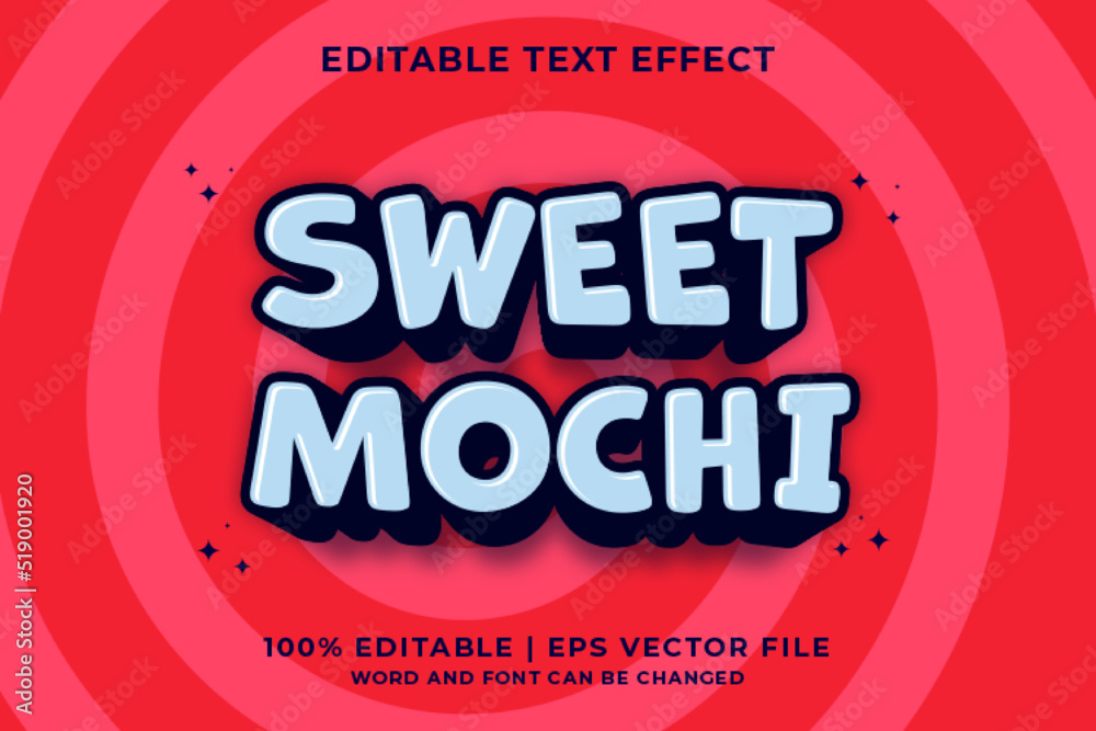 Fototapeta premium Editable text effect Sweet Mochi 3d cartoon template style premium vector