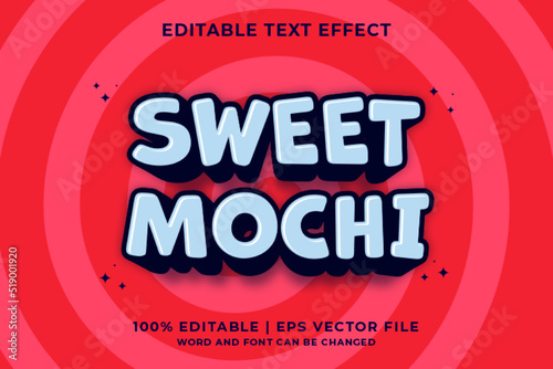 Editable text effect Sweet Mochi 3d cartoon template style premium vector