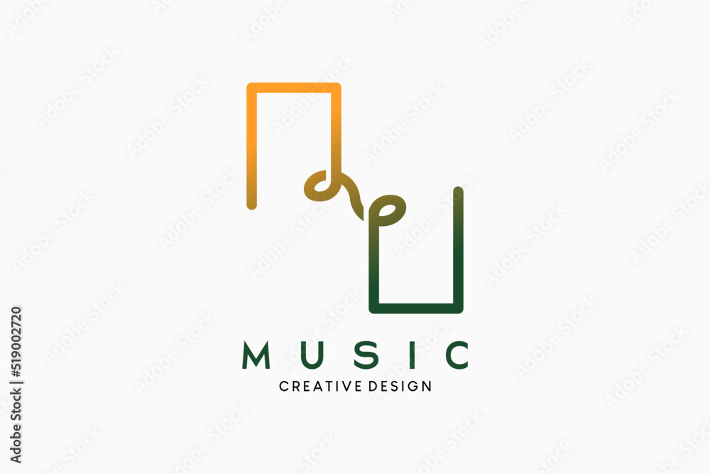 Music icon logo design or music symbol with a single continuous line concept Music icon logo design or music symbol with a single continuous line concept