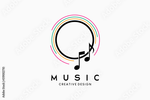 Music icon logo design or music symbol with creative creative concept in circle