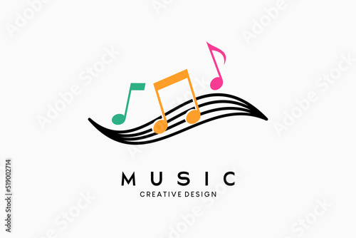 Music icon logo design or music symbol creative concept, vector illustration