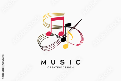 Music icon logo design or music symbol, simple music note vector illustration