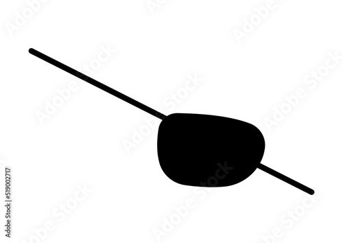 Pirate eye patch or blindfold mask black silhouette vector illustration. Corsair simple eyepatch flat design isolated on white background. photo