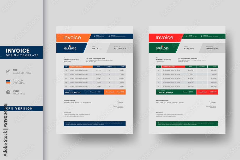 Obraz premium Professional and creative business invoice design