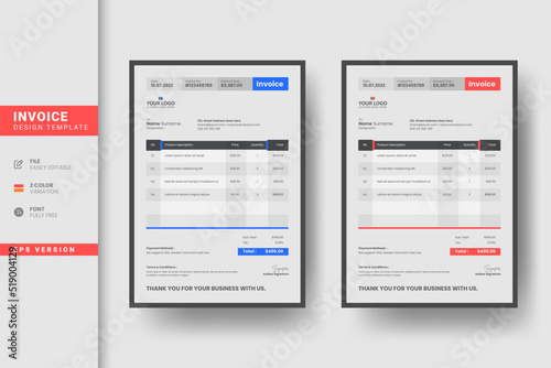 Flat business creative minimal invoice design