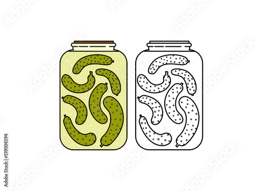 A jar of pickles - color and black and white options.