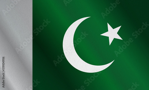 Photography Pakistan national flag background with fabric texture