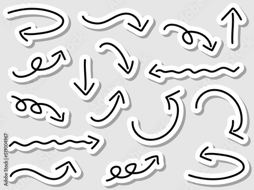 手書きの矢印セット　ステッカー風
