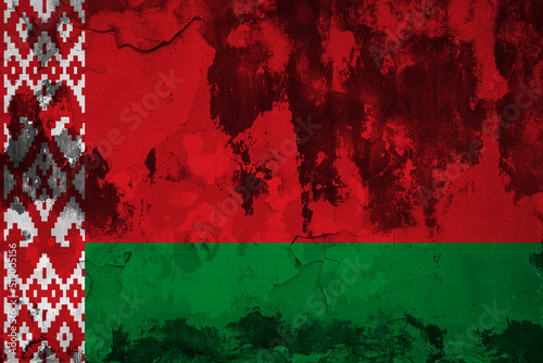 belarus flag in cracks. crisis concept