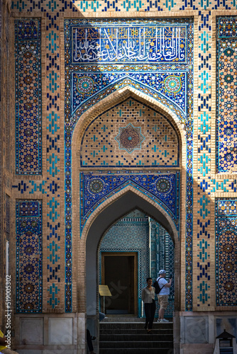 detail of a mosque  Shah-i-Zinda  ensemble  complex  mausoleum  mosque  Samarkand  Silk Road  Uzbekistan  Central Asia
