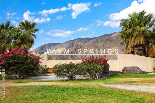 Palm Springs welcome sign on the edge of town photo