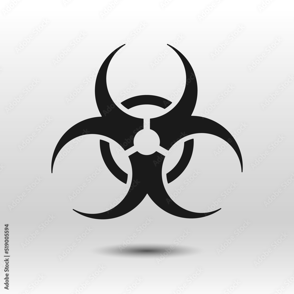 Biohazard black icon. Black glyph on white background. Best for polygraphy, stickers and web design. Biohazard black icon. Black glyph on white background. Best for polygraphy, stickers and web design.