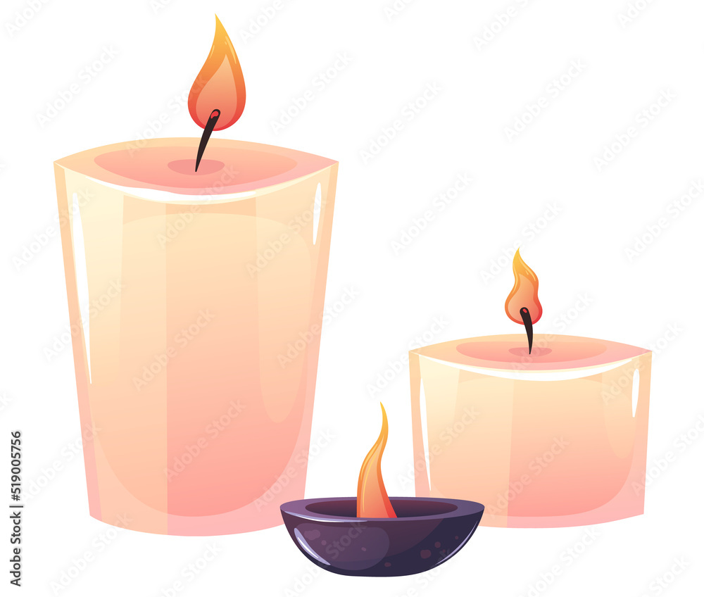Burning flaming aroma candles for spa relax therapy isolated on white background set collection design element concept illustration
Burning flaming aroma candles for spa relax therapy isolated on white background set collection design element concept illustration