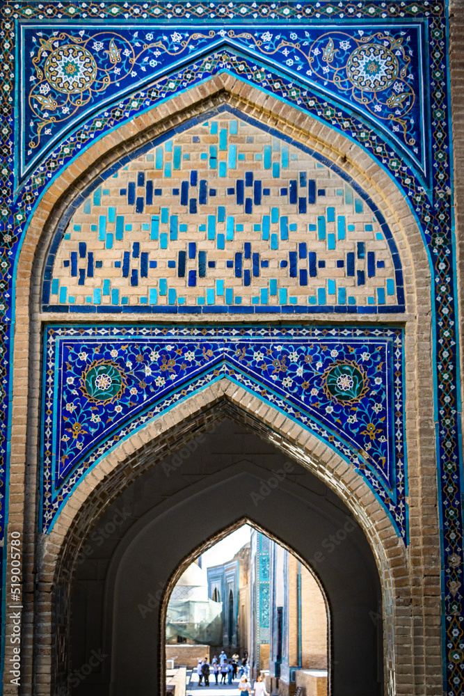 detail of a mosque, Shah-i-Zinda, ensemble, complex, mausoleum, mosque, Samarkand, Silk Road, Uzbekistan, Central Asia