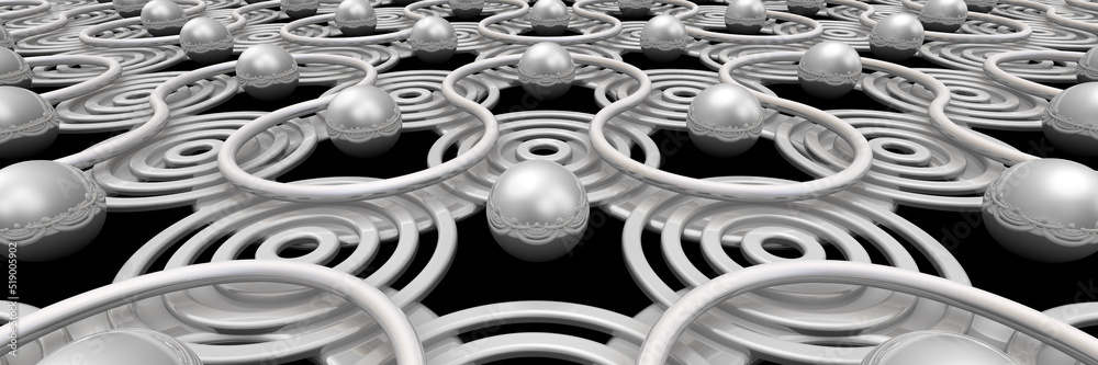 Circle, curve and sphere background. Geometric pattern. Good print for wrapping paper, packaging design, wallpaper, ceramic tiles, and textile. 3D illustration Circle, curve and sphere background. Geometric pattern. Good print for wrapping paper, packaging design, wallpaper, ceramic tiles, and textile. 3D illustration