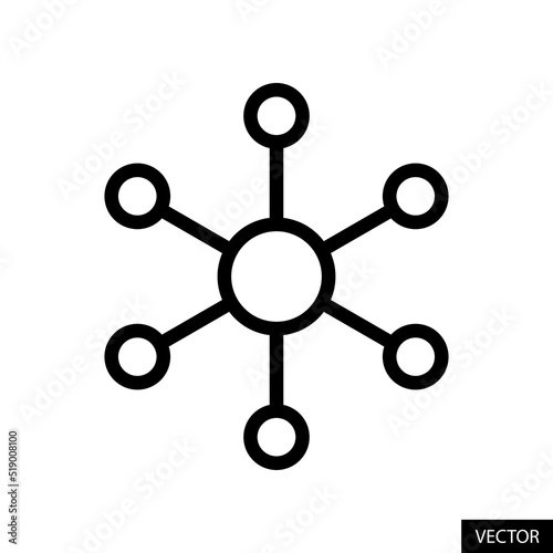 Hub and Spoke, Network Connection, Central database vector icon in line style design for website design, app, UI, isolated on white background. Editable stroke. Vector illustration. photo