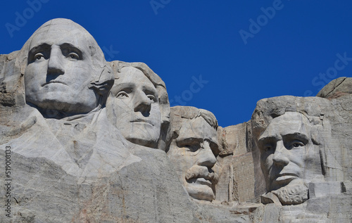 Close-Up of Four Presidents' Sculptures at Mount Rushmore National Park, South Dakota