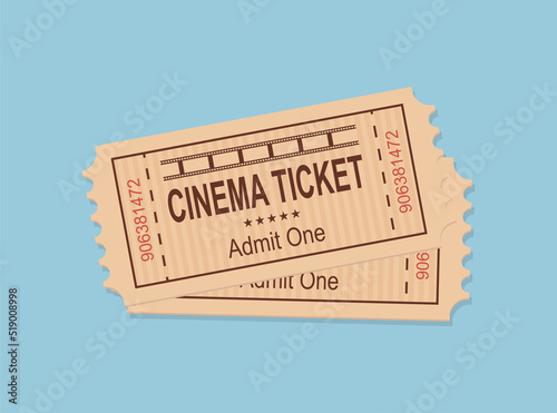 Two cinema tickets flat illustration