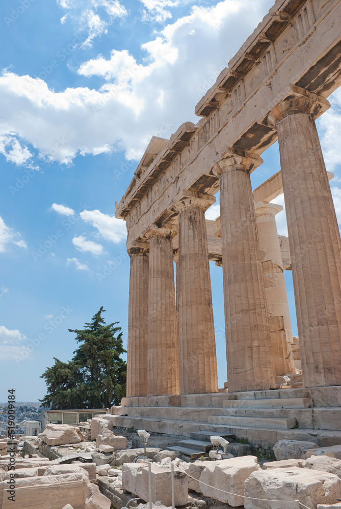 Athens, Greece / July 2022: The archaeological site of the Acropolis of Athens.	The Parthenon