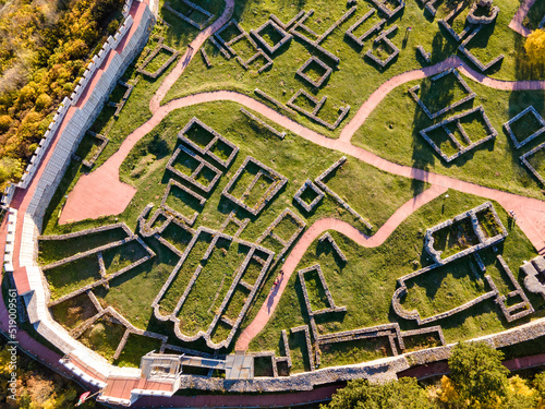 Aerial view of Ruins of the medieval Krakra fortress, Bulgaria