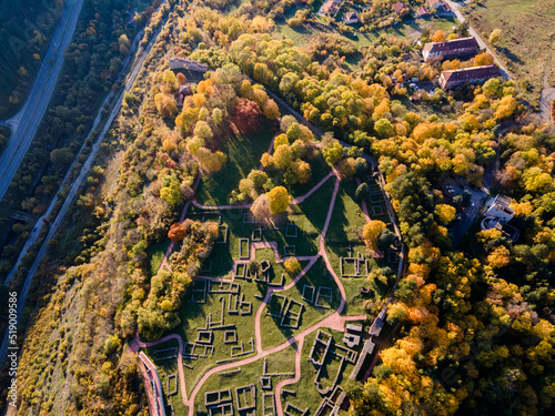 Aerial view of Ruins of the medieval Krakra fortress, Bulgaria photo