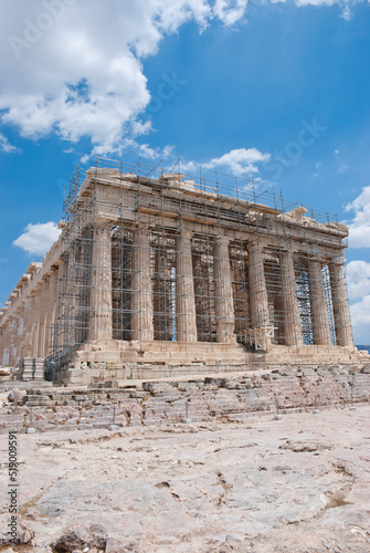 Athens, Greece / July 2022: The archaeological site of the Acropolis of Athens. The Parthenon