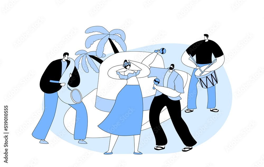 Φωτογραφία Brazil Salsa Dancers Male and Female Characters in Traditional Costumes Having F